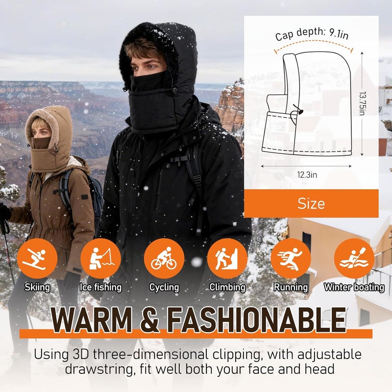 JOYPICKS Balaclava Fleece Ski Mask for Men Women with Face Cover, Water Repellent Windproof for Extreme Cold Weather Skiing Motorcycle - Image 3